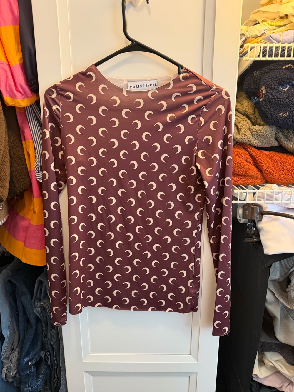 Marine Serre All Over Moon jersey top in brown Small